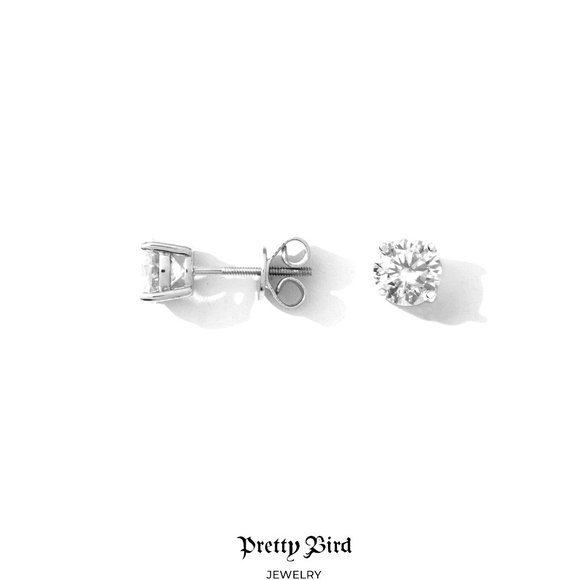 Pretty Bird Jewelry - 1ct Moissanite Stud Earrings 925 Silver & Rhodium